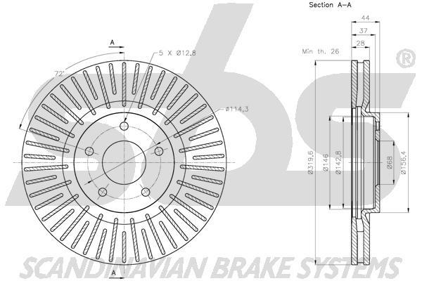 SBS 1815313968 Front brake disc ventilated 1815313968: Buy near me in Poland at 2407.PL - Good price!