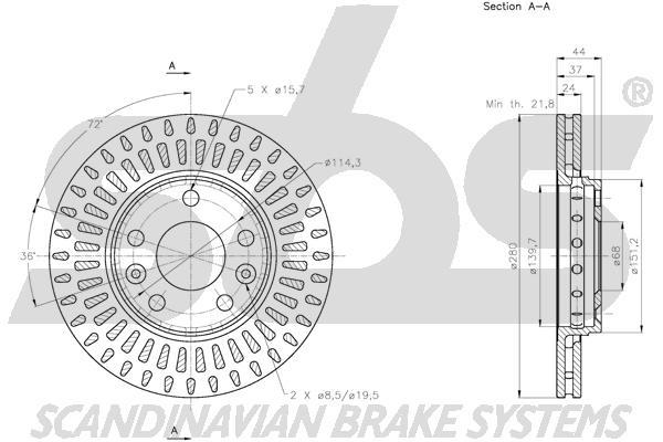 SBS 1815313970 Front brake disc ventilated 1815313970: Buy near me in Poland at 2407.PL - Good price!