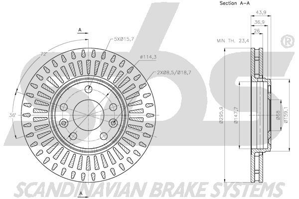 SBS 1815313971 Front brake disc ventilated 1815313971: Buy near me in Poland at 2407.PL - Good price!