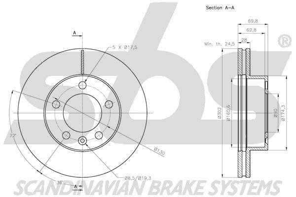 SBS 1815313976 Front brake disc ventilated 1815313976: Buy near me at 2407.PL in Poland at an Affordable price!