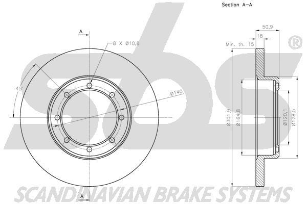 SBS 1815313979 Rear brake disc, non-ventilated 1815313979: Buy near me in Poland at 2407.PL - Good price!