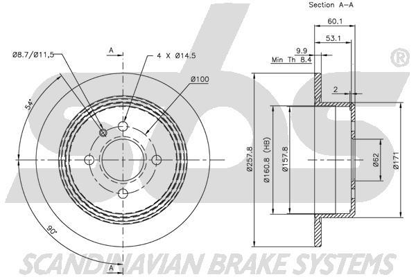 SBS 1815311510 Rear brake disc, non-ventilated 1815311510: Buy near me in Poland at 2407.PL - Good price!