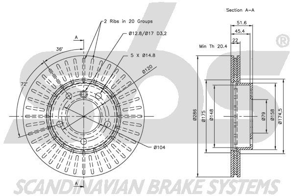 SBS 1815311521 Front brake disc ventilated 1815311521: Buy near me in Poland at 2407.PL - Good price!