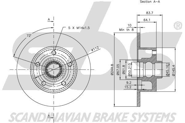 SBS 1815314757 Rear brake disc, non-ventilated 1815314757: Buy near me in Poland at 2407.PL - Good price!