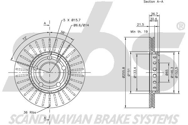SBS 1815314758 Front brake disc ventilated 1815314758: Buy near me in Poland at 2407.PL - Good price!