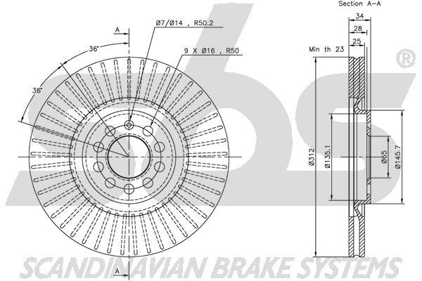 SBS 1815314774 Front brake disc ventilated 1815314774: Buy near me in Poland at 2407.PL - Good price!