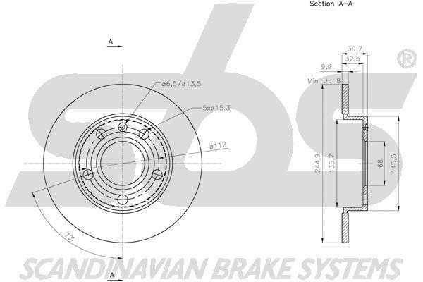 SBS 1815314778 Rear brake disc, non-ventilated 1815314778: Buy near me in Poland at 2407.PL - Good price!