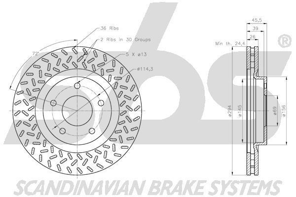SBS 1815319329 Front brake disc ventilated 1815319329: Buy near me in Poland at 2407.PL - Good price!