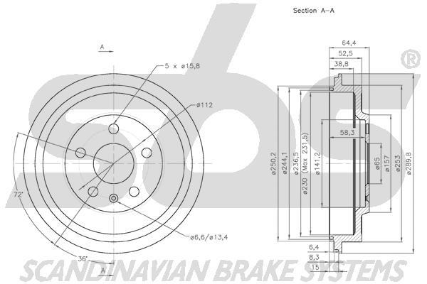 SBS 1825254733 Rear brake drum 1825254733: Buy near me in Poland at 2407.PL - Good price!