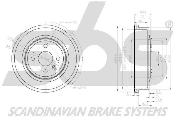 SBS 1825253626 Rear brake drum 1825253626: Buy near me in Poland at 2407.PL - Good price!