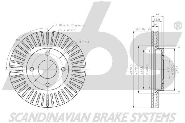 SBS 1815312283 Front brake disc ventilated 1815312283: Buy near me in Poland at 2407.PL - Good price!