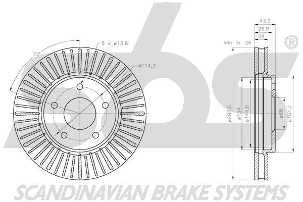 SBS 1815312285 Front brake disc ventilated 1815312285: Buy near me in Poland at 2407.PL - Good price!