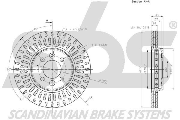SBS 1815313997 Brake disc 1815313997: Buy near me in Poland at 2407.PL - Good price!