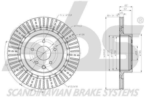 SBS 1815312293 Rear ventilated brake disc 1815312293: Buy near me in Poland at 2407.PL - Good price!