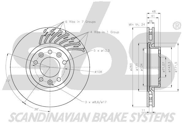 SBS 1815311956 Front brake disc ventilated 1815311956: Buy near me in Poland at 2407.PL - Good price!