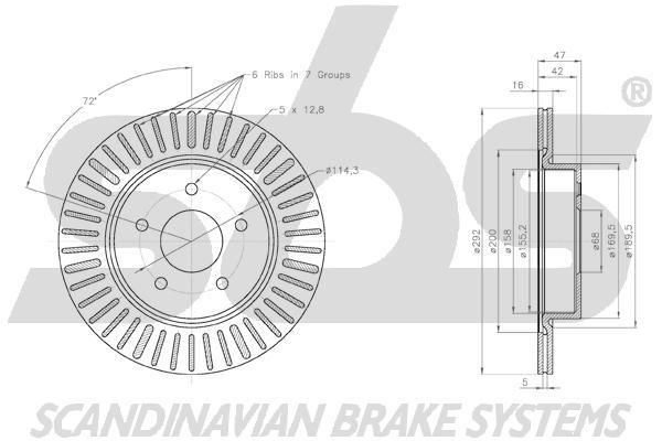 SBS 1815312297 Rear ventilated brake disc 1815312297: Buy near me in Poland at 2407.PL - Good price!