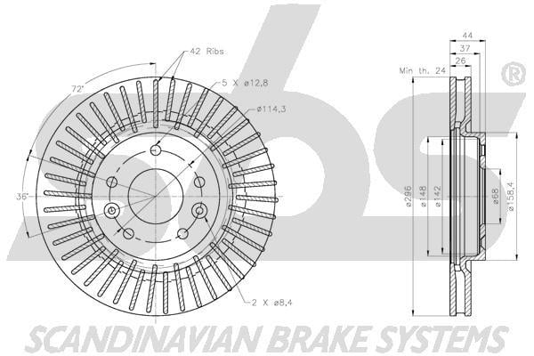 SBS 1815312290 Front brake disc ventilated 1815312290: Buy near me in Poland at 2407.PL - Good price!