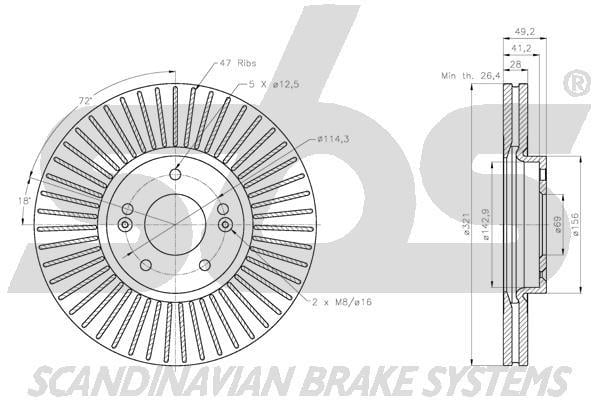 SBS 1815313450 Front brake disc ventilated 1815313450: Buy near me in Poland at 2407.PL - Good price!