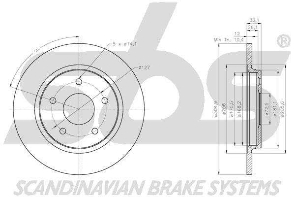 SBS 1815319334 Rear brake disc, non-ventilated 1815319334: Buy near me in Poland at 2407.PL - Good price!