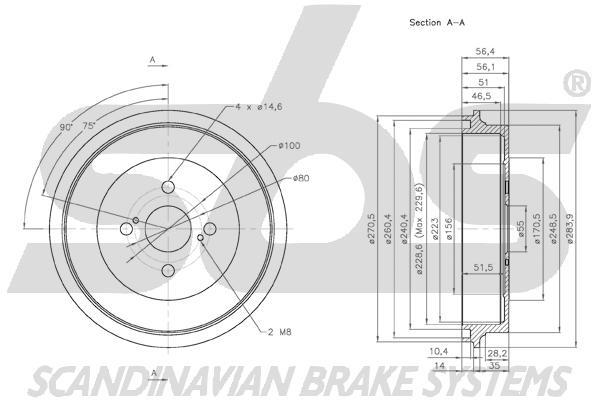SBS 1825254531 Rear brake drum 1825254531: Buy near me in Poland at 2407.PL - Good price!
