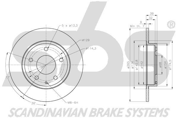SBS 1815313283 Rear brake disc, non-ventilated 1815313283: Buy near me in Poland at 2407.PL - Good price!