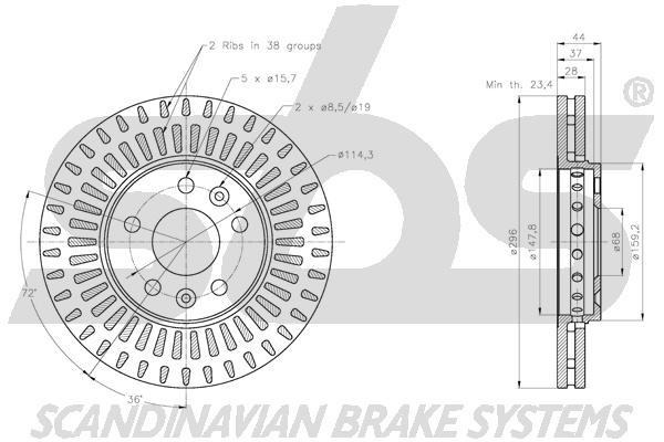 SBS 1815313678 Front brake disc ventilated 1815313678: Buy near me in Poland at 2407.PL - Good price!