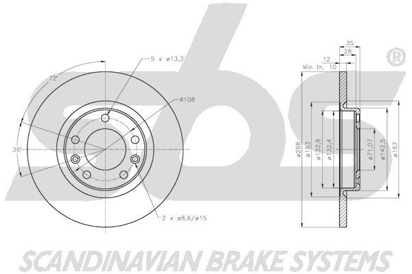 SBS 1815313749 Rear brake disc, non-ventilated 1815313749: Buy near me at 2407.PL in Poland at an Affordable price!