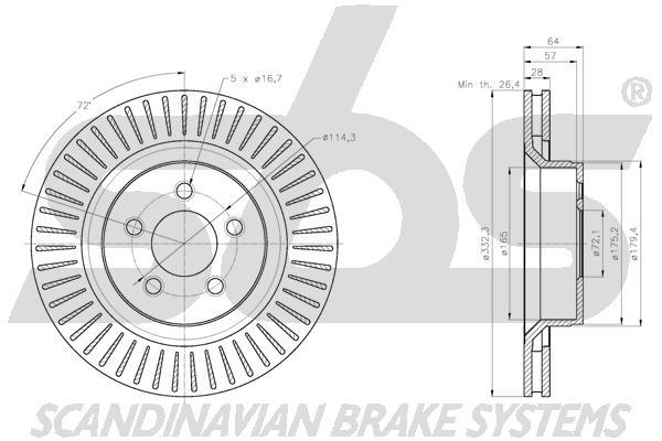 SBS 1815319331 Front brake disc ventilated 1815319331: Buy near me in Poland at 2407.PL - Good price!