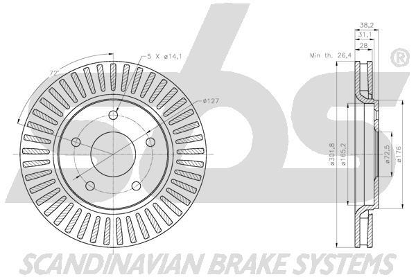SBS 1815319333 Front brake disc ventilated 1815319333: Buy near me in Poland at 2407.PL - Good price!