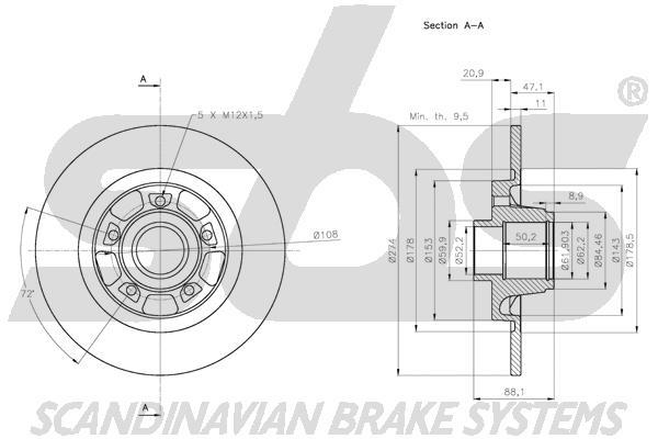 SBS 1815203975 Rear brake disc, non-ventilated 1815203975: Buy near me at 2407.PL in Poland at an Affordable price!