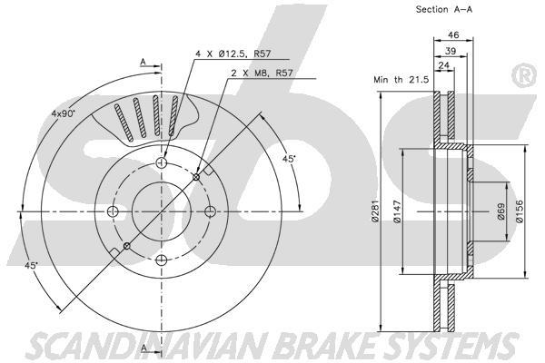SBS 1815314839 Front brake disc ventilated 1815314839: Buy near me in Poland at 2407.PL - Good price!