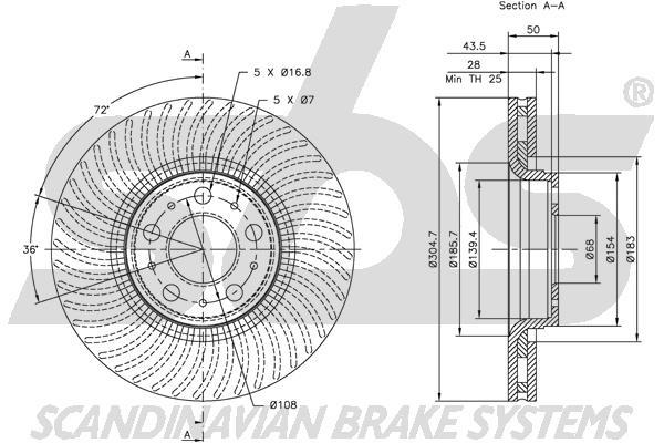 SBS 1815314842 Front brake disc ventilated 1815314842: Buy near me in Poland at 2407.PL - Good price!