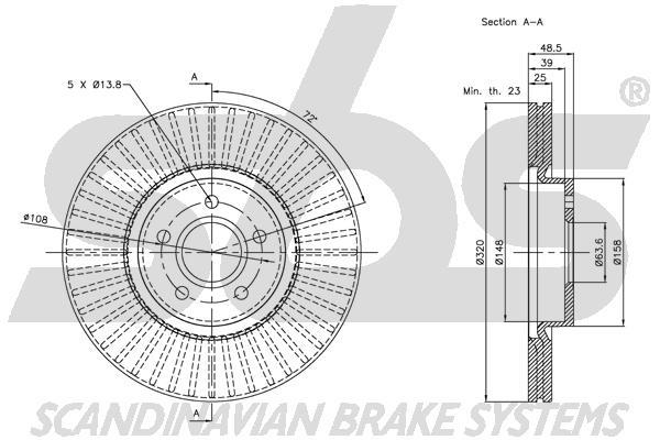 SBS 1815314850 Front brake disc ventilated 1815314850: Buy near me in Poland at 2407.PL - Good price!