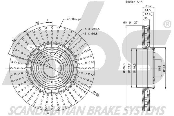 SBS 1815314853 Front brake disc ventilated 1815314853: Buy near me in Poland at 2407.PL - Good price!