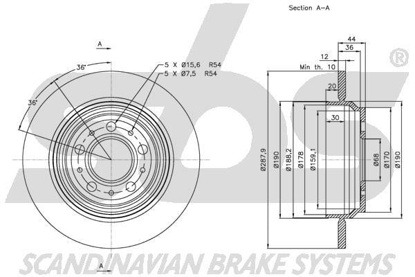 SBS 1815314854 Rear brake disc, non-ventilated 1815314854: Buy near me at 2407.PL in Poland at an Affordable price!