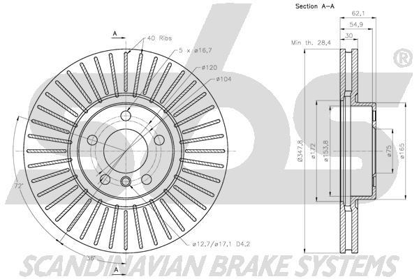 SBS 1815311587 Front brake disc ventilated 1815311587: Buy near me in Poland at 2407.PL - Good price!