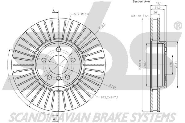 SBS 1815311589 Front brake disc ventilated 1815311589: Buy near me in Poland at 2407.PL - Good price!