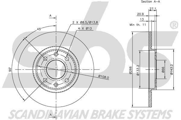 SBS 1815311925 Unventilated front brake disc 1815311925: Buy near me in Poland at 2407.PL - Good price!