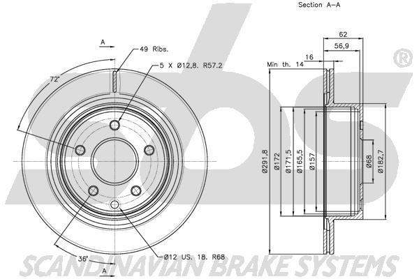 SBS 1815312261 Rear ventilated brake disc 1815312261: Buy near me at 2407.PL in Poland at an Affordable price!