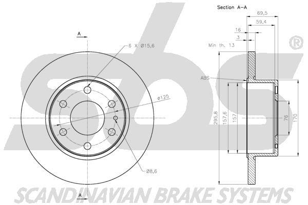 SBS 1815312359 Rear brake disc, non-ventilated 1815312359: Buy near me in Poland at 2407.PL - Good price!