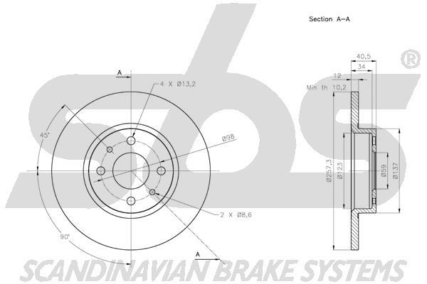 SBS 1815312365 Unventilated front brake disc 1815312365: Buy near me in Poland at 2407.PL - Good price!