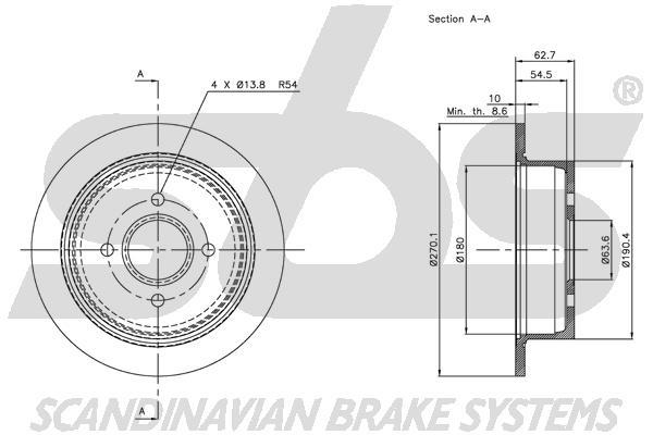SBS 1815312541 Rear brake disc, non-ventilated 1815312541: Buy near me in Poland at 2407.PL - Good price!