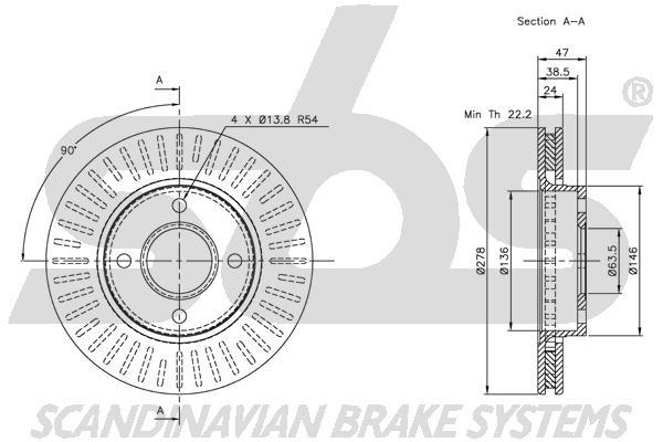SBS 1815312542 Front brake disc ventilated 1815312542: Buy near me in Poland at 2407.PL - Good price!