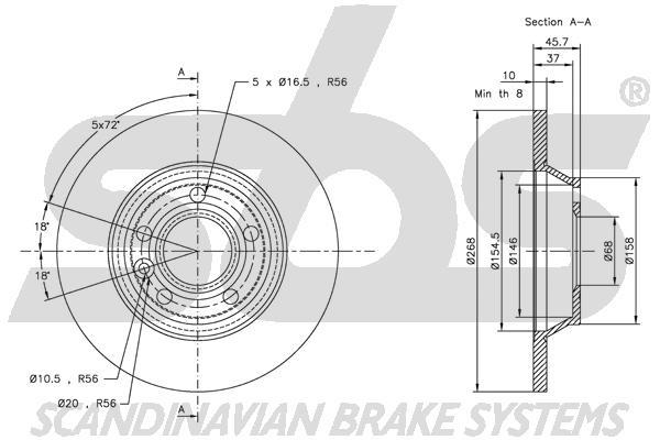 SBS 1815312546 Rear brake disc, non-ventilated 1815312546: Buy near me in Poland at 2407.PL - Good price!