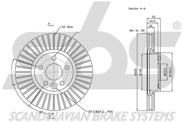 SBS 1815312573 Front brake disc ventilated 1815312573: Buy near me in Poland at 2407.PL - Good price!