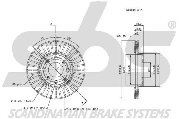 SBS 1815312628 Front brake disc ventilated 1815312628: Buy near me in Poland at 2407.PL - Good price!