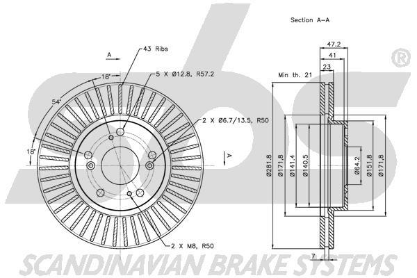 SBS 1815312636 Front brake disc ventilated 1815312636: Buy near me in Poland at 2407.PL - Good price!