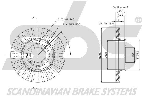 SBS 1815313021 Front brake disc ventilated 1815313021: Buy near me in Poland at 2407.PL - Good price!