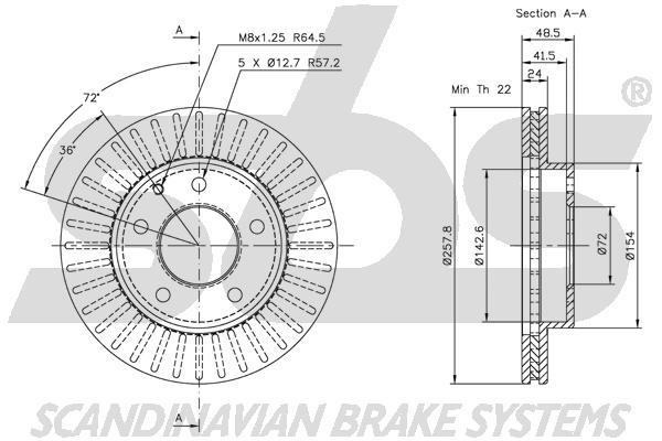 SBS 1815313227 Front brake disc ventilated 1815313227: Buy near me in Poland at 2407.PL - Good price!