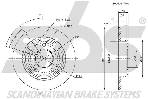 SBS 1815313228 Rear brake disc, non-ventilated 1815313228: Buy near me in Poland at 2407.PL - Good price!